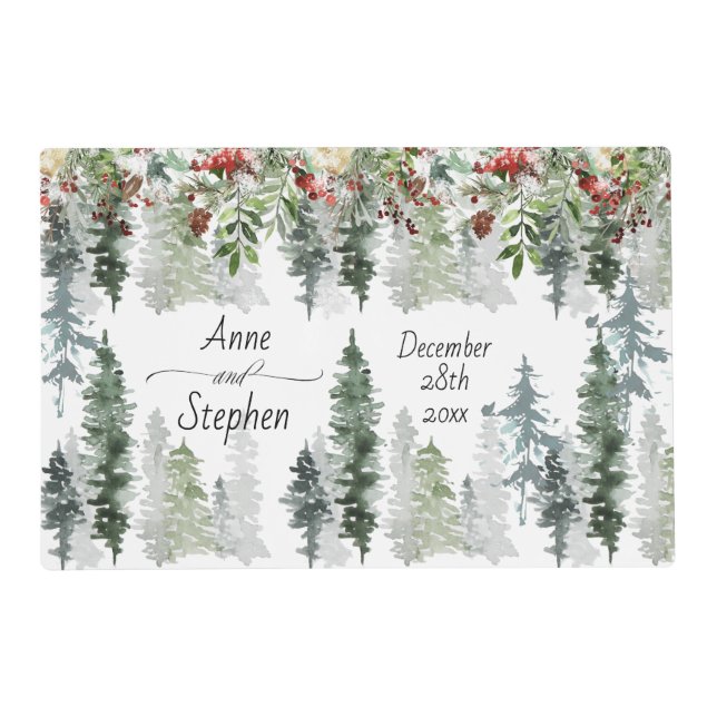 Winter Season Wedding Woodland Placemat (Front)