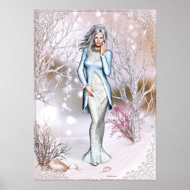 Winter Season Woman Fantasy Artwork Poster (Front)