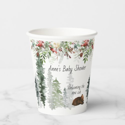 Winter Season Woodland Baby Cub Paper Cups