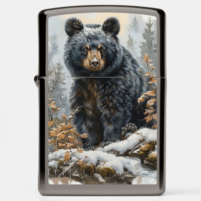 Winter Sentinel in the Snowbound Forest Zippo Lighter (Front)