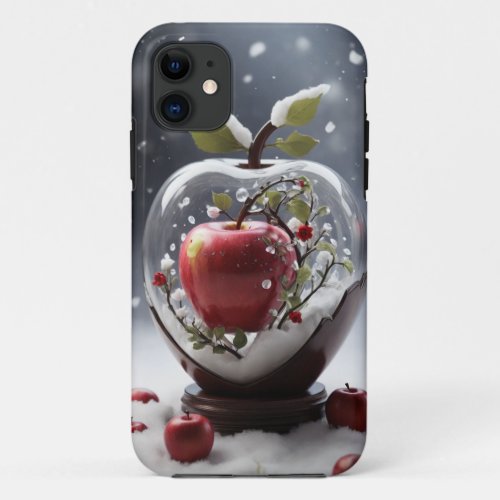 Winter Serenade Crystal Flower Heart Apple iPhone iPhone 11 Case