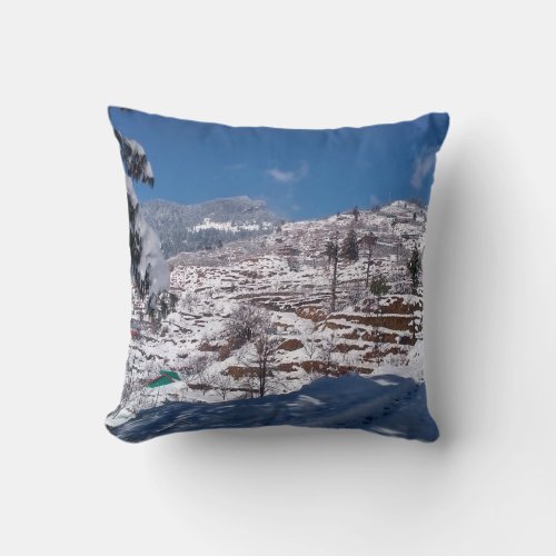 Winter Serenity Snow Scene Pillow Throw Pillow