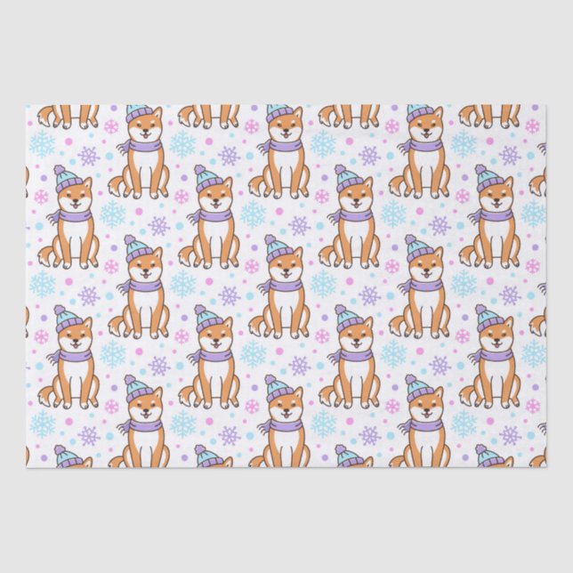 Winter Shiba Inu Christmas Tissue Paper (Front)