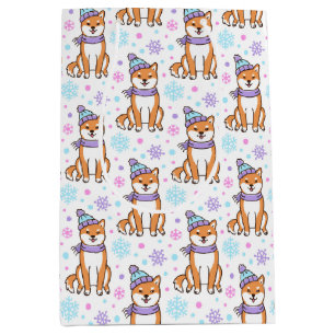 Winter Shiba Inu Christmas Tissue Paper Medium Gift Bag