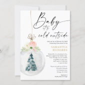 Winter Shower by Mail pink gold girl baby shower Invitation (Front)