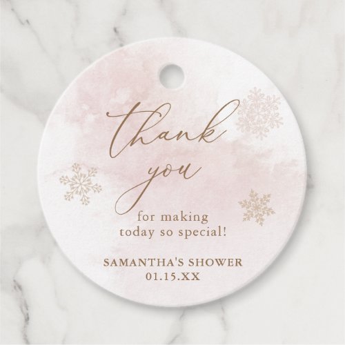 Winter Shower Favor Tags  Pink Winter Wonderland