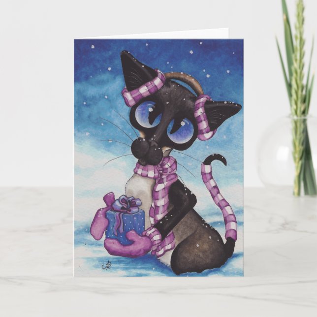 Winter Siamese Holiday Card (Front)
