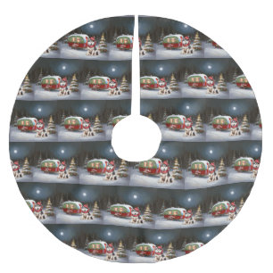 Winter Siberian Husky Caravan Christmas Adventure Brushed Polyester Tree Skirt