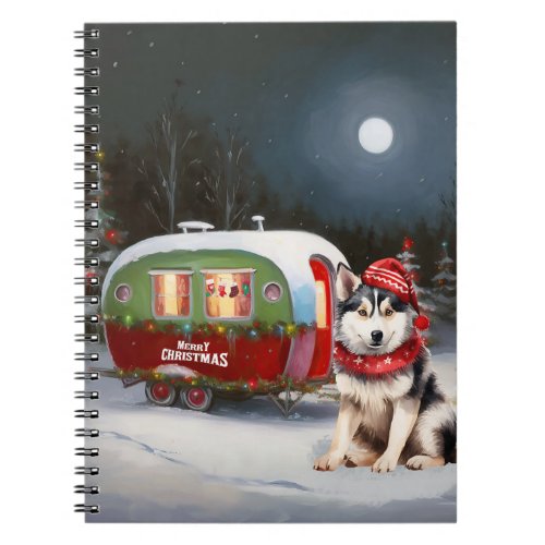 Winter Siberian Husky Caravan Christmas Adventure Notebook