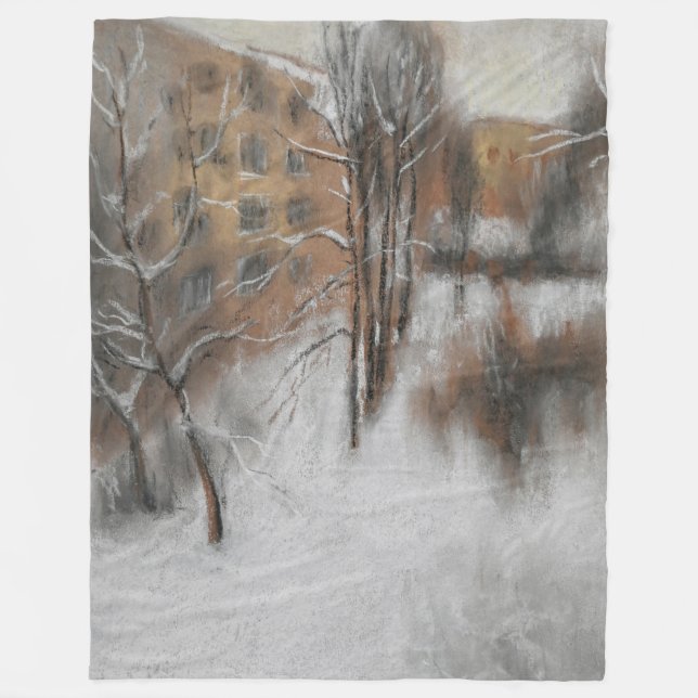 Winter Silence by the Window Fleece Blanket (Front)