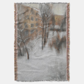 Winter Silence by the Window Throw Blanket