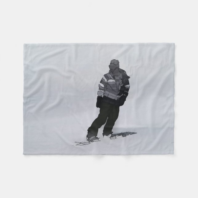 Winter Silence - Snowboarder Fleece Blanket (Front (Horizontal))
