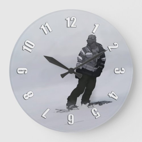 Winter Silence _ Snowboarder Large Clock