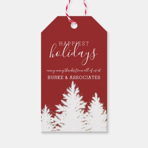 Winter Silhouette Trees Holiday Personalized Red Gift Tags
