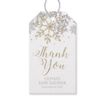 Winter Silve Gold Snowflake Baby Shower Favor Tags