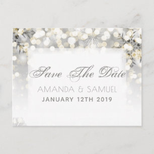 Winter Silver and Gold Sparkle Save The Date Announcement Postcard