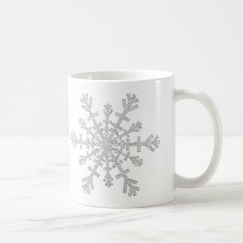 Winter Silver Glitter Snowflake for Christmas Coffee Mug