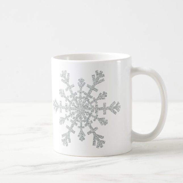 Winter Silver Glitter Snowflake for Christmas Coffee Mug (Right)