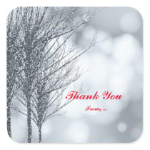 Winter Silver Glitter Trees Holiday Party Stickers