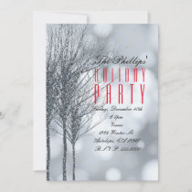 Winter Silver Glitter Trees Party Invitations