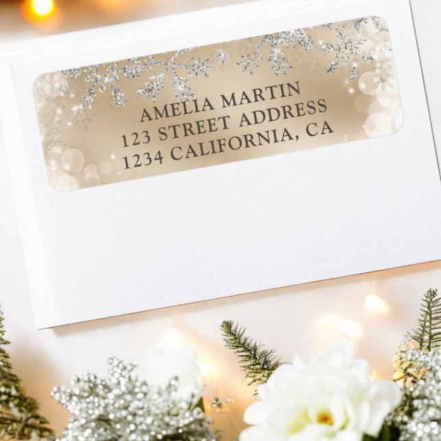 Winter silver snow gold baby shower label (Winter silver snow gold baby shower label)