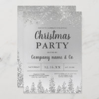 Winter silver snow pine foil corporate Christmas Invitation