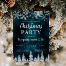 Winter silver snow pine green corporate Christmas Invitation