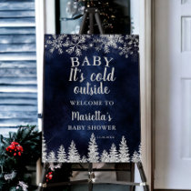 Winter silver snow pine navy welcome baby shower foam board