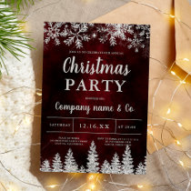 Winter silver snow pine red corporate Christmas Invitation