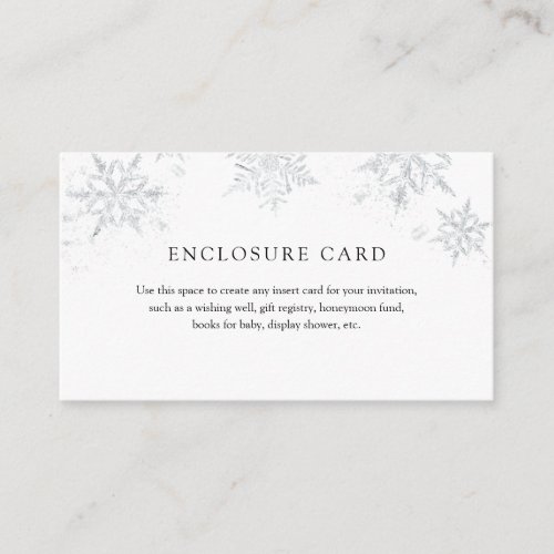 Winter Silver Snowflake Enclosure Card