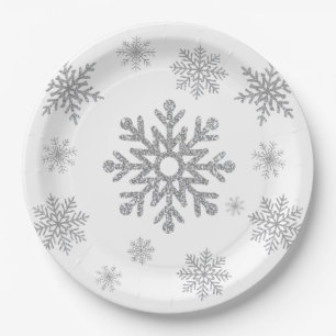 Winter Silver Snowflake Paper Plates