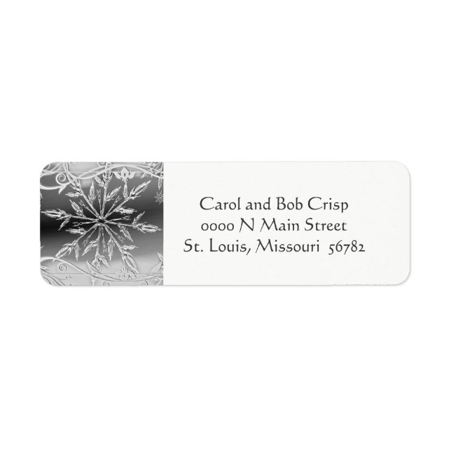 Winter Silver Snowflake Return Address Label (Front)