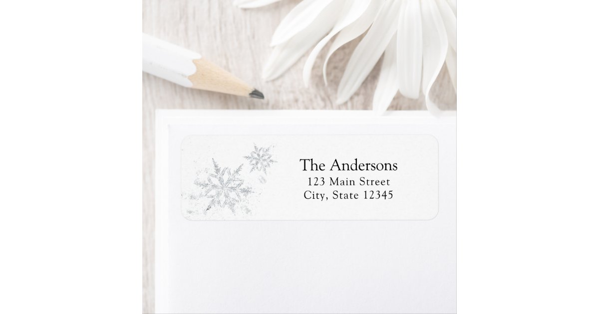 Winter Silver Snowflake Return Address Label | Zazzle