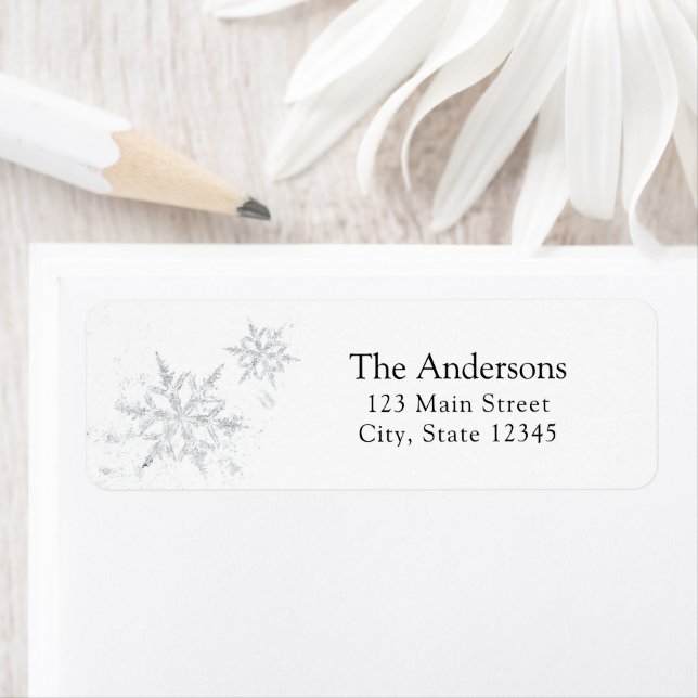 Winter Silver Snowflake Return Address Label (Insitu)