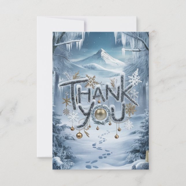 Winter Simple Lovely Happy Holidays Thank You Card (Front)