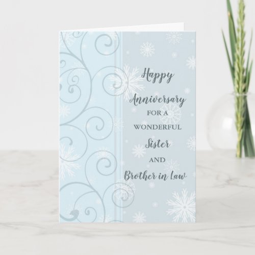 Winter Sister and Brother in Law Anniversary Card