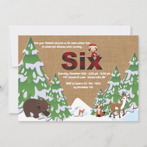 Winter Six Birthday Party Invitation