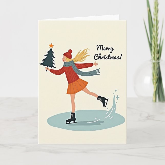 Winter Skaters Tree Card (Front)