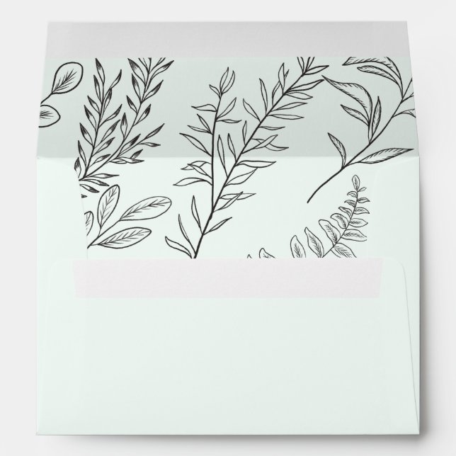 Winter Sketched Botanical Mint Green Holiday Envelope (Back (Bottom))