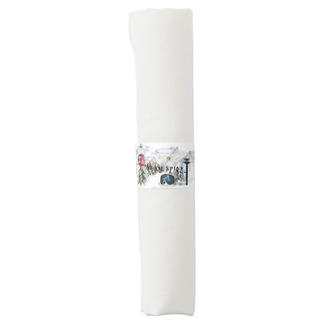 Winter Ski Bachelorette Watercolor Cabin Napkin Bands (Front)
