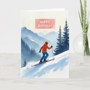 Winter Ski Birthday Card