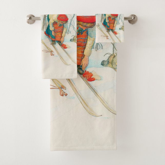 Winter Ski by Carl Larsson Bath Towel Set (Insitu)