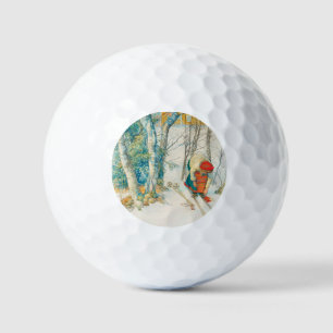 Winter Ski by Carl Larsson Golf Balls