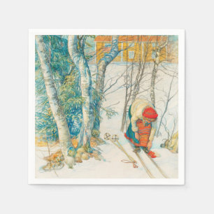 Winter Ski by Carl Larsson Napkins