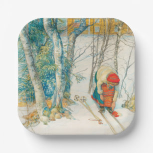 Winter Ski by Carl Larsson Paper Plates
