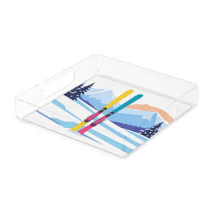 Winter Ski Mountain Acrylic Tray