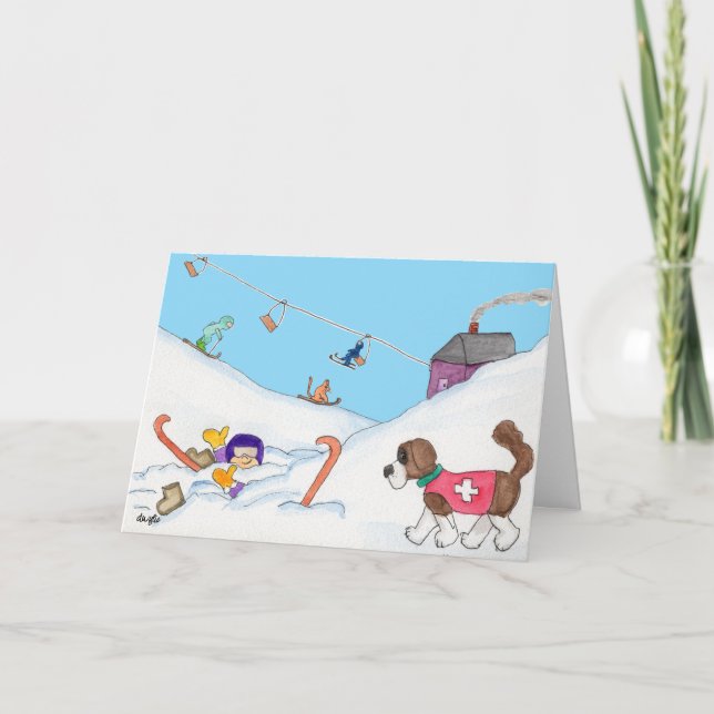 Winter - Ski Rescue Holiday Card (Front)