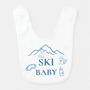 Winter Ski You Soon Blue Boy Baby Shower Bib
