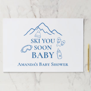 Winter Ski You Soon Blue Boy Baby Shower Paper Pad