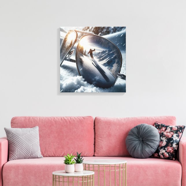 Winter Skier In Sunglasses Reflection Canvas Print (Insitu(LivingRoom))